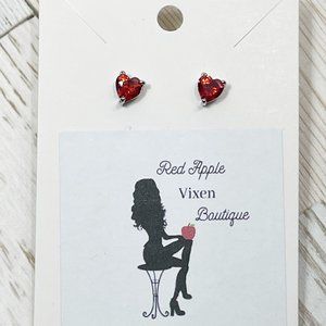 Heart Stud Earring With Austrian Crystals